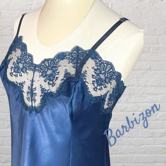 VINTAGE BARBIZON DARK BLUE DRESS SLIP (SZ 38) (EUC) - Picture 4 of 8